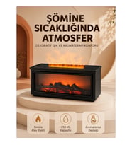 Mey İthalat® Alev Efektli Aroma Yayıcı Hava Nemlendirici Uzaktan Kumandalı Gece Lambası