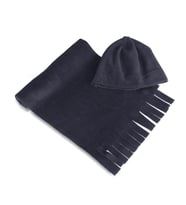 Kadın ve Erkek Unisex polar lacivert Atkı Bere Takım