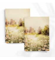 A6 (10,5x14,8 cm) 6’lı Tek Desen Vintage Çiçek Tarlası Manzaralı Scrapbook Mektup Kağıdı Seti