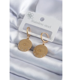 316L Çelik Gold Renk Zirkon Taşlı Göz İşleme Model Kadın Küpe 5886 - HPSBYI2111-8913