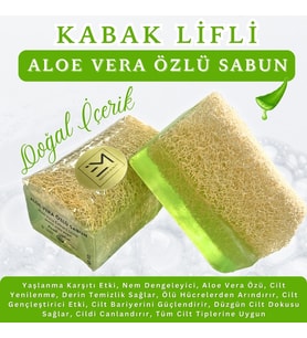 Doğal Kabak Lifli Aloe Vera Özlü Sabun Yaşlanma Karşıtı Etki Cilt Bariyerini Güçlendirir Nemlendirir