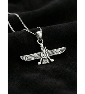 925 Ayar Oksitli Siyah Gümüş Ahura Mazda Unisex Gümüş Kolye
