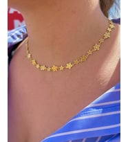 925 Ayar Gümüş Star Choker Kolye (Gold)