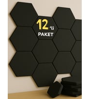Beylini 12'li Akustik Panel Keçe Kendinden Yapışkanlı Duvar Kaplama Ses Isı Yalıtım Duvar Kaplama 26x30 CM (Siyah)
