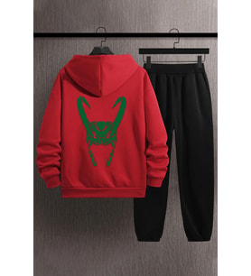 Unisex Floki Baskılı Eşofman Takımı (A.Kırmızı)