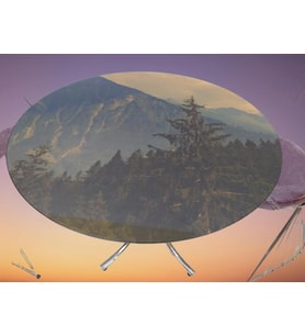 Masa 14152 TEL Sandalye Tk Metal Nikelaj  Ayak Japon Temper Kırılma Manzara Cam
