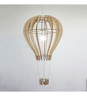 Çocuk Genç Odası Için Doğal Ahşap Mdf 3d Puzzle Lazer Kesim Uçan Balon Avize