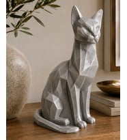 El Yapımı Kübik Kedi Heykeli Dekoratif El Yapımı Heykel Biblo 23 Cm El Yapımı