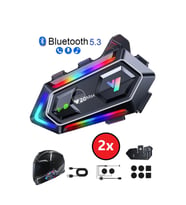 300 Mt Intercom 2 Eşleşmeli Kask Kulaklık Y-20MX Su Geçirmez Bluetooth Motosiklet Intercom Kulaklık