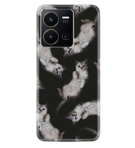 Vivo Y35 Kılıf Silikon Desen Özel Seri Sevimli Kedicikler 1785