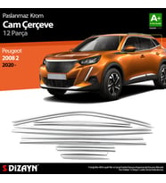 Peugeot 2008 2 Krom Cam Çerçevesi 12 Prç 2020-2023 A+ Kalite