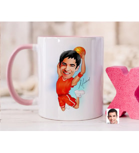 Bk Gift Kişiye Özel Basketbol Karikatürlü Pembe Kupa Bardak-4, Sevgiliye Hediye, Arkadaşa Hediye