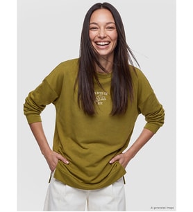 LC WAIKIKI Yeşil Soft Touch Baskılı Kadın Sweatshirt Tunik