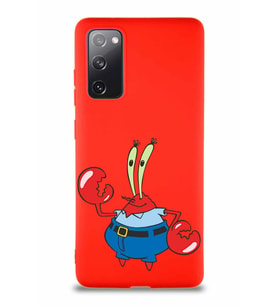 Samsung Galaxy S20 FE Soft Premier Kapak Bay Yengeç Tasarımlı Silikon Kılıf - Kırmızı (Şeffaf)