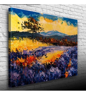 Mavi ve Sarı Tonlarda Gündoğumu Manzara Kanvas Tablo 50 x 70