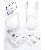 Aynalı, Standlı 8 in 1 Çok işlevli Type-C, USB, Micro Lighting Port, Seyahat Seti Çevirici (Beyaz)