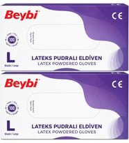 Beybi Lateks Pudralı Muayene Eldiveni L - Large - Büyük 200 Lü Set