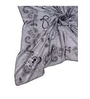 Mısırlı Eşarpları Mısırlı Eşarp Alize Krep Etnik Desenli Eşarp 140x140 Cm (Gri - Siyah)