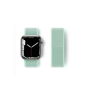 Apple Watch 42mm Hasırlı Cırtcırtlı Kordon - Turkuaz