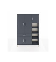 Arges Dolap 10 Raflı Tek Çekmeceli 5 Kapaklı 132x30x195 Antrasit-Antrasit/Antrasit