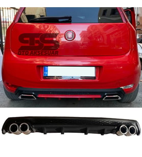 Fiat Punto Difüzör Arka Tampon Eki 4 Egzoz Çıkışlı Siyah Lüx Tip
