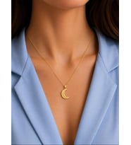 Kişiye Özel 925 Ayar Gümüş Tasarım Hilal Model Kolye (Gold)