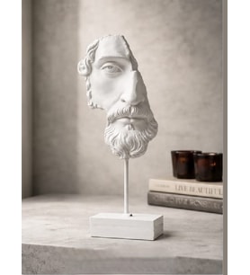 Yarım Yüz Zeus Heykeli Ev Dekoru Büstleri Büyük Boy Heykel 35 CM