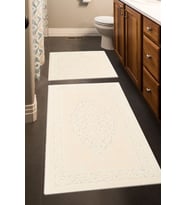 Lotus 2'li Pamuklu Klozet Takımı, Krem Banyo Paspas Seti