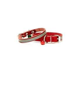 Cattie Gerçek Deriden El Yapımı Reflektörlü Kedi Boyun Tasması 1,5x28-32cm - Red