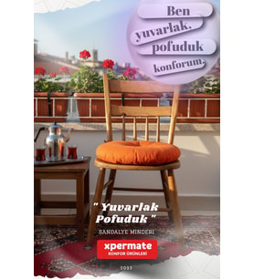 Pofuduk Yuvarlak Sandalye Minderi  Mutfak, Balkon, Bahçe Dekoratif Oturma Minderi  Yumuşak dolgu (Turuncu)