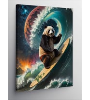 Kanvas Tablo Surf Yapan Panda