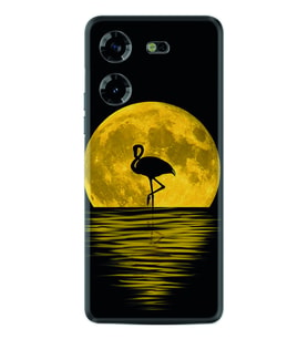 Tecno Pova 5 Kılıf Silikon Desen Özel Seri Ay ve Flamingo 1775
