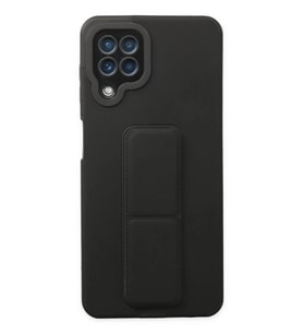 Galaxy A22 Kılıf Mega Standlı Silikon - Siyah