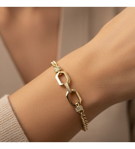 STİL İNCİSİ/XUPING JEWELRY HENNA ZİRKON TAŞLI BİLEKLİK (Altın Rengi)