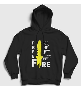 Presmono Unisex Kırmızı Knife Free Fire Kapüşonlu Sweatshirt 232887tt (Siyah)