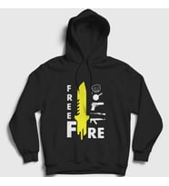 Presmono Unisex Kırmızı Knife Free Fire Kapüşonlu Sweatshirt 232887tt (Siyah)