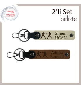 Ritmiyle Rakibini Sarsanlara, Stil Sahibi, Kişisel Yazılı 2’li Anahtarlık, Sütlü Kahve-Açık Kahve