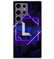 Galaxy S24 Ultra Kılıf HD Desen Baskılı Kılıf - Dark Neon Yaprak L Harfi