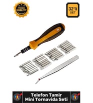 #Tornavida Premium Hassas Elektronik Laptop Hobi Onarım 32 Parça Telefon Tamir Mini Tornavida Seti