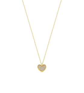 925 Ayar Gümüş Gold Kaplama Beyaz Taşlı Mini Kalp Kolye