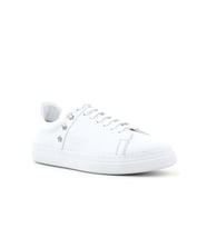 Hakiki Deri Kadın Beyaz Bağcıklı Yıldızlı Sneaker Ayakkabı