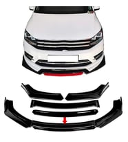Vw Caddy Siyah Renkli Şeritli Dilli Ön Lip 4 Prç Parlak Siyah ABS 2010-2015