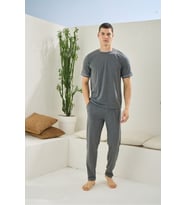 Erkek O Yaka Pijama Takım Konforlu Uyku (Antrasit)