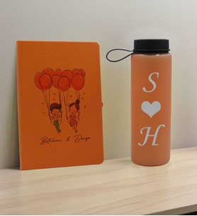 BK Gift Sevgiliye Özel İsimli Turuncu Defter ve Somon Cam Matara Hediye Seti-2, Sevgiliye Hediye, Sevgililer Günü, Yeni İş Hediyesi