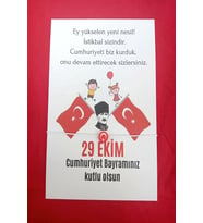 10 Adet Bayrak Atatürk ve Çocuk Kartlı Türk Bayrağı Bileklik - 29 Ekim Hediye