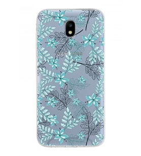 Samsung Galaxy J5 Pro Kapak Floral Su Yeşili Tasarımlı Şeffaf Silikon Kılıf