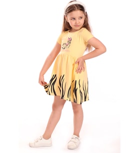 Toontoy Kız Bebek Baskılı Elbise (Sarı)