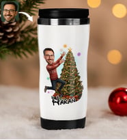 BK Gift Kişiye Özel Erkek Yılbaşı Karikatürlü Çelik Termos Bardak - 1, Yılbaşı Hediyesi, Yeni Yıl Hediyesi