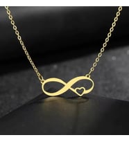 Kişiye Özel Mini Kalp Detaylı Sonsuzluk Kolye 925K Gümüş (Gold)