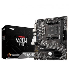 MSI A520M-A PRO DDR4 M2 PCIe NVME HDMI DVI PCIe 16X v3.0 AM4 mATX